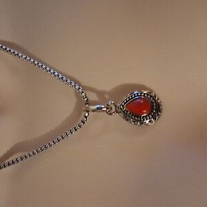 Premier Designs (Chili Pepper) Silver Necklace with             Red Pendant